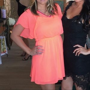 Express Neon Coral/Orange Dress